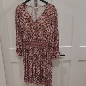 Tribal Jeans Multicolor Floral Long Sleeve Dress